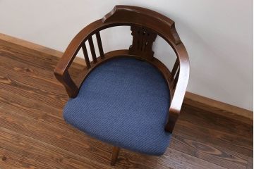 アンティーク家具　大正ロマン 古いナラ材の回転椅子(デスクチェア、回転イス)