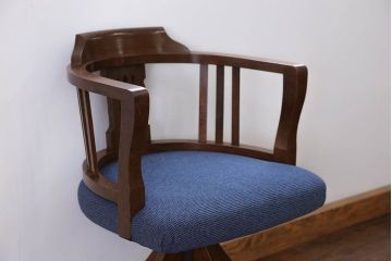 アンティーク家具　大正ロマン 古いナラ材の回転椅子(デスクチェア、回転イス)