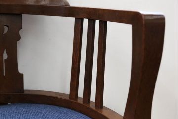 アンティーク家具　大正ロマン 古いナラ材の回転椅子(デスクチェア、回転イス)