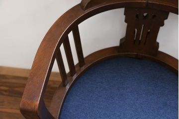 アンティーク家具　大正ロマン 古いナラ材の回転椅子(デスクチェア、回転イス)