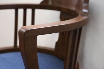 アンティーク家具　大正ロマン 古いナラ材の回転椅子(デスクチェア、回転イス)