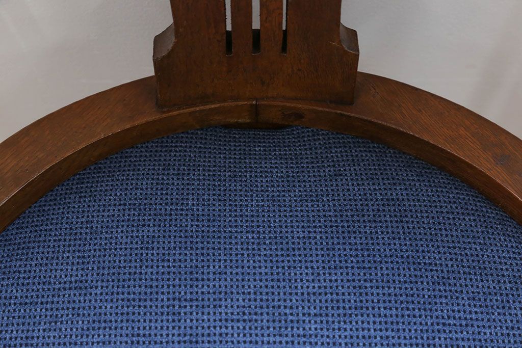 アンティーク家具　大正ロマン 古いナラ材の回転椅子(デスクチェア、回転イス)