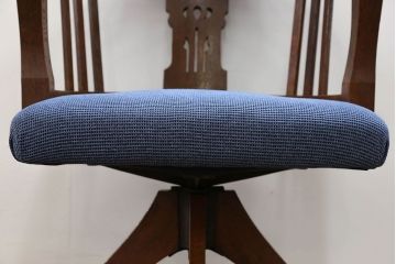 アンティーク家具　大正ロマン 古いナラ材の回転椅子(デスクチェア、回転イス)