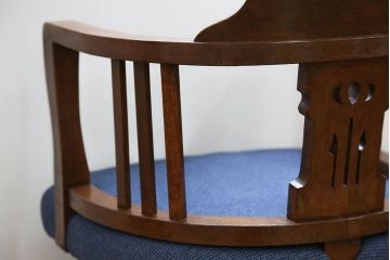 アンティーク家具　大正ロマン 古いナラ材の回転椅子(デスクチェア、回転イス)