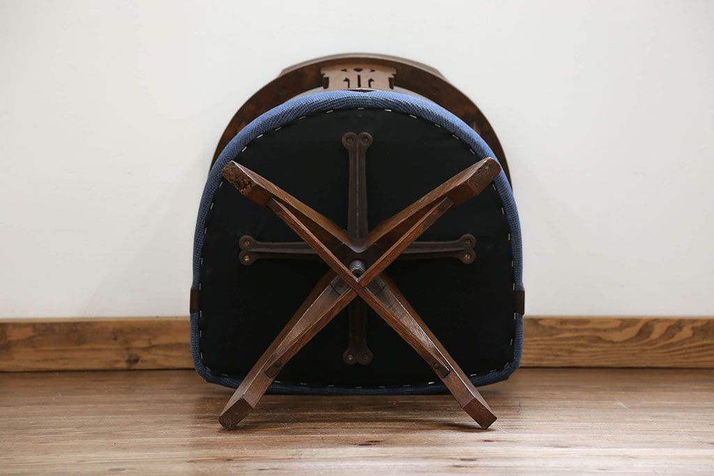 アンティーク家具　大正ロマン 古いナラ材の回転椅子(デスクチェア、回転イス)