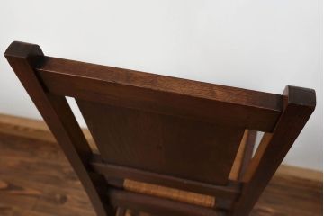 アンティーク家具　フランスアンティーク　オーク材　上質なアールデコ　ラッシチェア2脚セット(1)(椅子、イス)