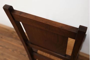 アンティーク家具　フランスアンティーク　オーク材　上質なアールデコ　ラッシチェア2脚セット(2)(椅子、イス)