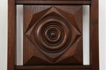 アンティーク家具　フランスアンティーク　オーク材　上質なアールデコ　ラッシチェア2脚セット(3)(椅子、イス)