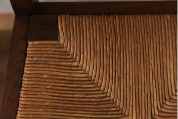 アンティーク家具　フランスアンティーク　オーク材　上質なアールデコ　ラッシチェア2脚セット(3)(椅子、イス)