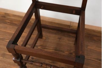 アンティーク家具　フランスアンティーク　オーク材　上質なアールデコ　ラッシチェア2脚セット(3)(椅子、イス)