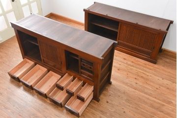 アンティーク家具　アンティーク 前面欅材!重厚な六尺水屋箪笥(食器棚、収納棚)
