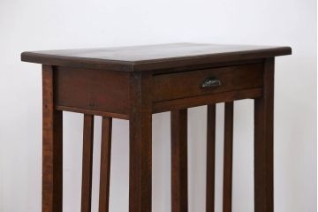 アンティーク家具　アンティーク 古いナラ材の引き出し付きサイドテーブル