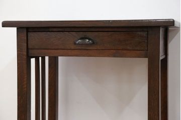 アンティーク家具　アンティーク 古いナラ材の引き出し付きサイドテーブル