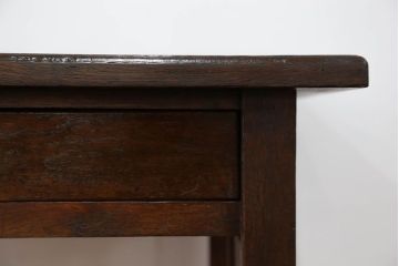 アンティーク家具　アンティーク 古いナラ材の引き出し付きサイドテーブル