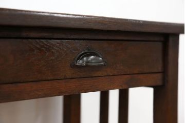 アンティーク家具　アンティーク 古いナラ材の引き出し付きサイドテーブル