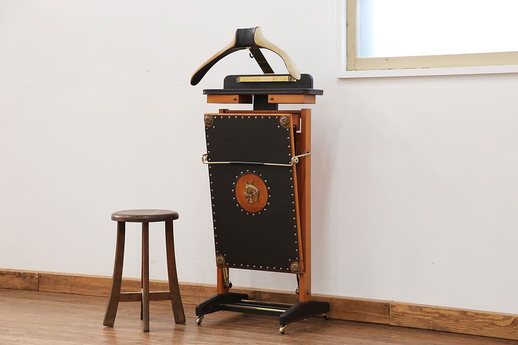 アンティーク雑貨　ジャンク品 イタリア製 豪華な作りのパンツプレスハンガー(ズボンプレッサー)