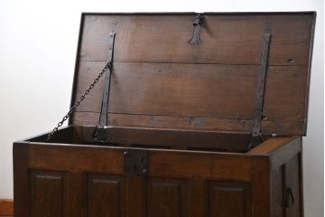 アンティーク雑貨　イギリスアンティーク オーク材の使い込まれた大型トランク(ブランケットボックス)