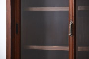 アンティーク家具　アンティーク 古い木のシンプルな二段重ね収納棚 (書棚、食器棚)