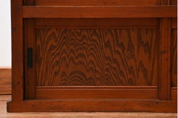 アンティーク家具　アンティーク 古い木のシンプルな二段重ね収納棚 (書棚、食器棚)