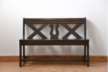 中古 カリモク製 ルスティック(RUSTIC) ベンチ(2) (長椅子、長イス)