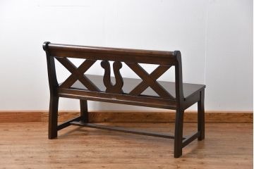 中古 カリモク製 ルスティック(RUSTIC) ベンチ(2) (長椅子、長イス)