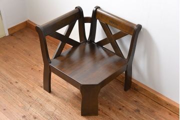 中古 カリモク製 ルスティック(RUSTIC) コーナーベンチチェア