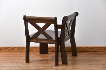 中古 カリモク製 ルスティック(RUSTIC) コーナーベンチチェア