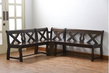 中古 カリモク製 ルスティック(RUSTIC) コーナーベンチチェア