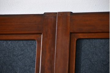 古民具・骨董 モダンな和紙貼り 組子帯戸 4枚セット (ガラス戸、和風建具、ガラス帯戸)