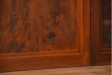 古民具・骨董 モダンな和紙貼り 組子帯戸 4枚セット (ガラス戸、和風建具、ガラス帯戸)