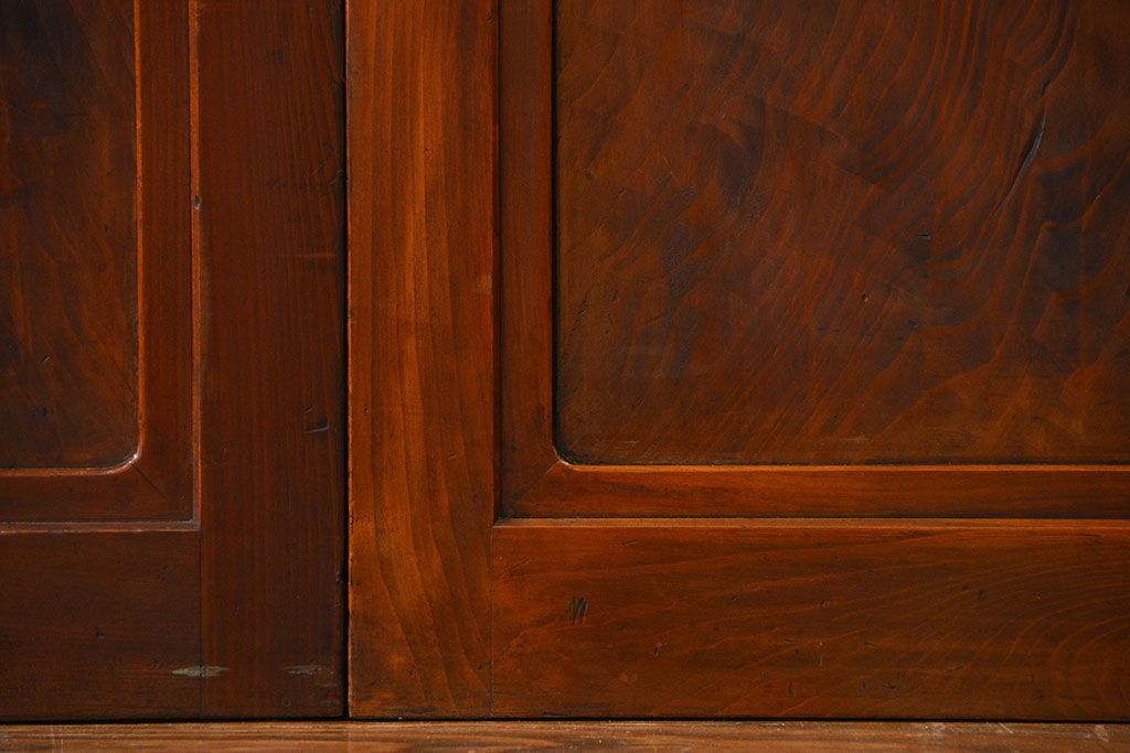 古民具・骨董 モダンな和紙貼り 組子帯戸 4枚セット (ガラス戸、和風建具、ガラス帯戸)