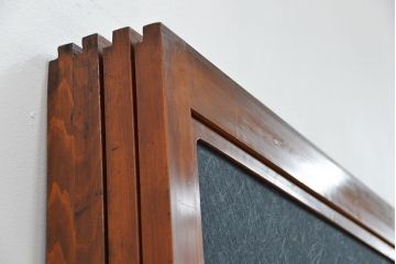 古民具・骨董 モダンな和紙貼り 組子帯戸 4枚セット (ガラス戸、和風建具、ガラス帯戸)