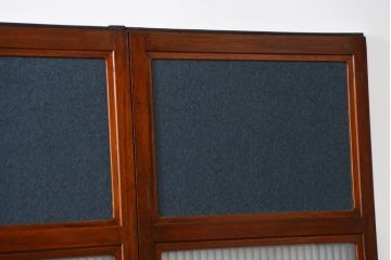 古民具・骨董 モダンな和紙貼り 組子帯戸 4枚セット (ガラス戸、和風建具、ガラス帯戸)