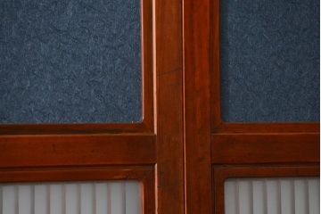 古民具・骨董 モダンな和紙貼り 組子帯戸 4枚セット (ガラス戸、和風建具、ガラス帯戸)