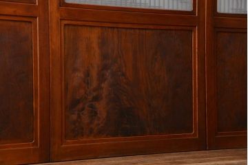 古民具・骨董 モダンな和紙貼り 組子帯戸 4枚セット (ガラス戸、和風建具、ガラス帯戸)