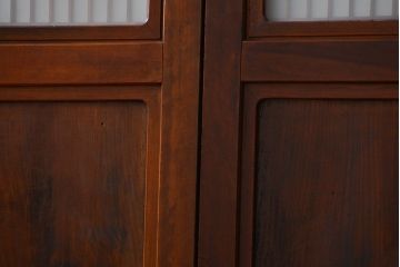 古民具・骨董 モダンな和紙貼り 組子帯戸 4枚セット (ガラス戸、和風建具、ガラス帯戸)