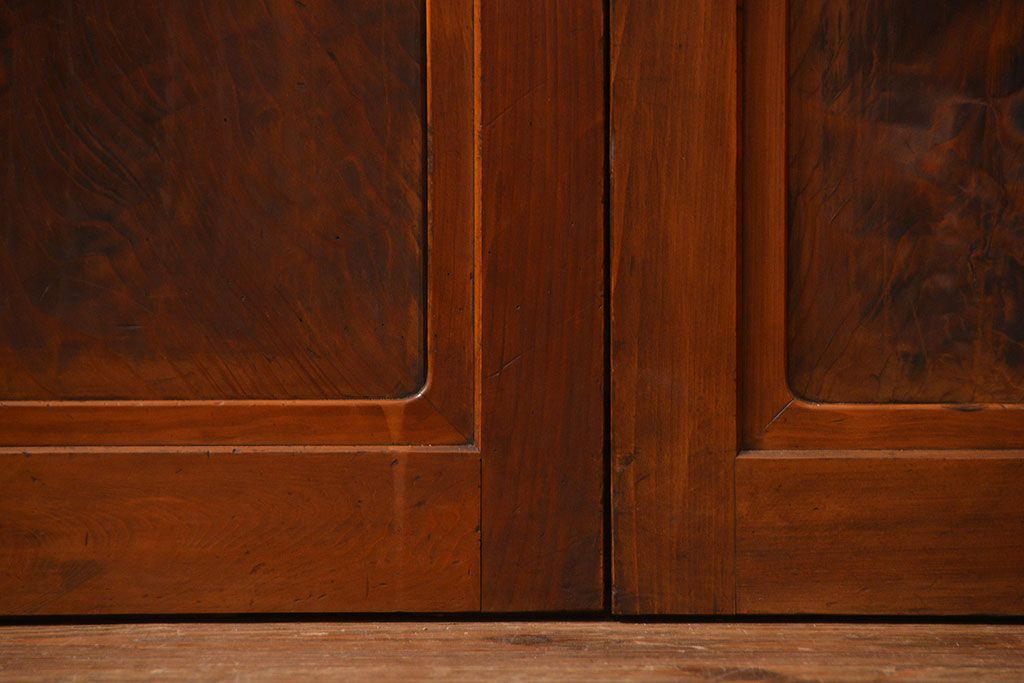 古民具・骨董 モダンな和紙貼り 組子帯戸 4枚セット (ガラス戸、和風建具、ガラス帯戸)