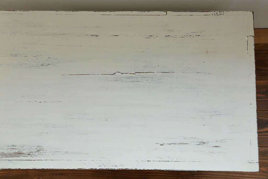 アンティーク家具　アンティークペイント 上開戸の引き出し付き収納棚(ローボード)