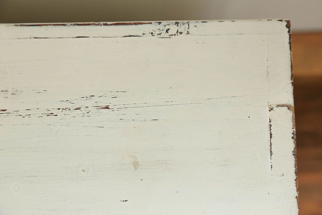 アンティーク家具　アンティークペイント 上開戸の引き出し付き収納棚(ローボード)