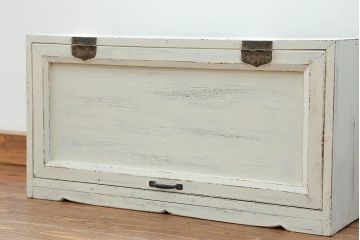 アンティーク家具　アンティークペイント 上開戸の引き出し付き収納棚(ローボード)