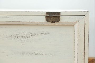 アンティーク家具　アンティークペイント 上開戸の引き出し付き収納棚(ローボード)