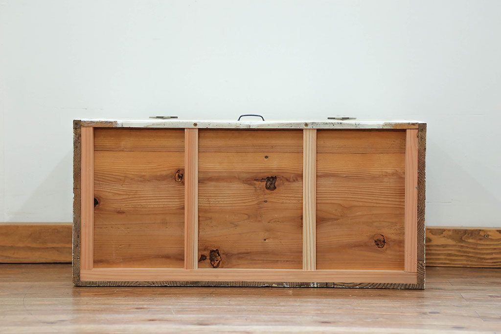 アンティーク家具　アンティークペイント 上開戸の引き出し付き収納棚(ローボード)