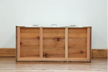 アンティーク家具　アンティークペイント 上開戸の引き出し付き収納棚(ローボード)