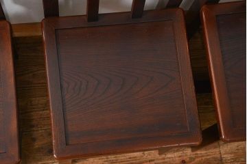 中古 杢目の美しいニレ材 重厚な囲炉裏ダイニングテーブルとダイニングチェア4脚セット