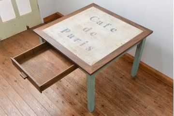 アンティーク家具　フランスアンティーク　古いペイントの引き出し付きテーブル(机、在宅ワーク、在宅用デスク)