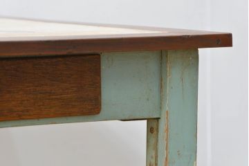 アンティーク家具　フランスアンティーク　古いペイントの引き出し付きテーブル(机、在宅ワーク、在宅用デスク)