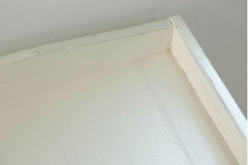 アンティーク家具　アンティークペイント ガラスの取っ手付き ダイヤガラスデンタルキャビネット(1)(収納棚、ケビント)