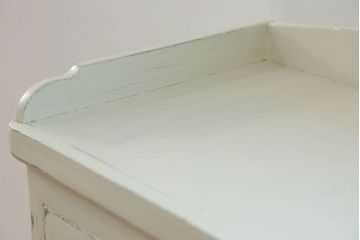 アンティーク家具　アンティークペイント ガラスの取っ手付き ダイヤガラスデンタルキャビネット(1)(収納棚、ケビント)