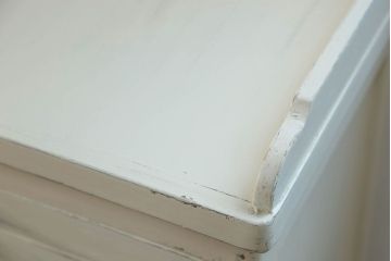 アンティーク家具　アンティークペイント ガラスの取っ手付き ダイヤガラスデンタルキャビネット(1)(収納棚、ケビント)