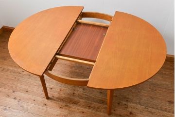 ヴィンテージ家具　北欧ビンテージ　丸型エクステンションテーブル